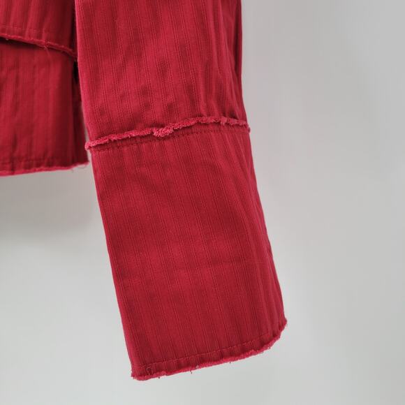 VTG 6 Degrees Y2K Cropped Jacket Juniors M Red Layered Ruffle Back Fitted Button - Picture 16 of 16